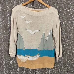 Vintage IB Diffusion Knit Travel Beach Boat Pullover Sweater Women's Small